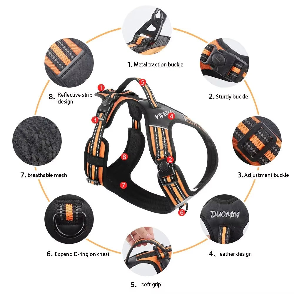 Portable Big Dog Harness Vest Durable Sturdy Pet Harnesses for Medium Large Dogs Pitbull Shepherd Labrador Mascotas Accessories